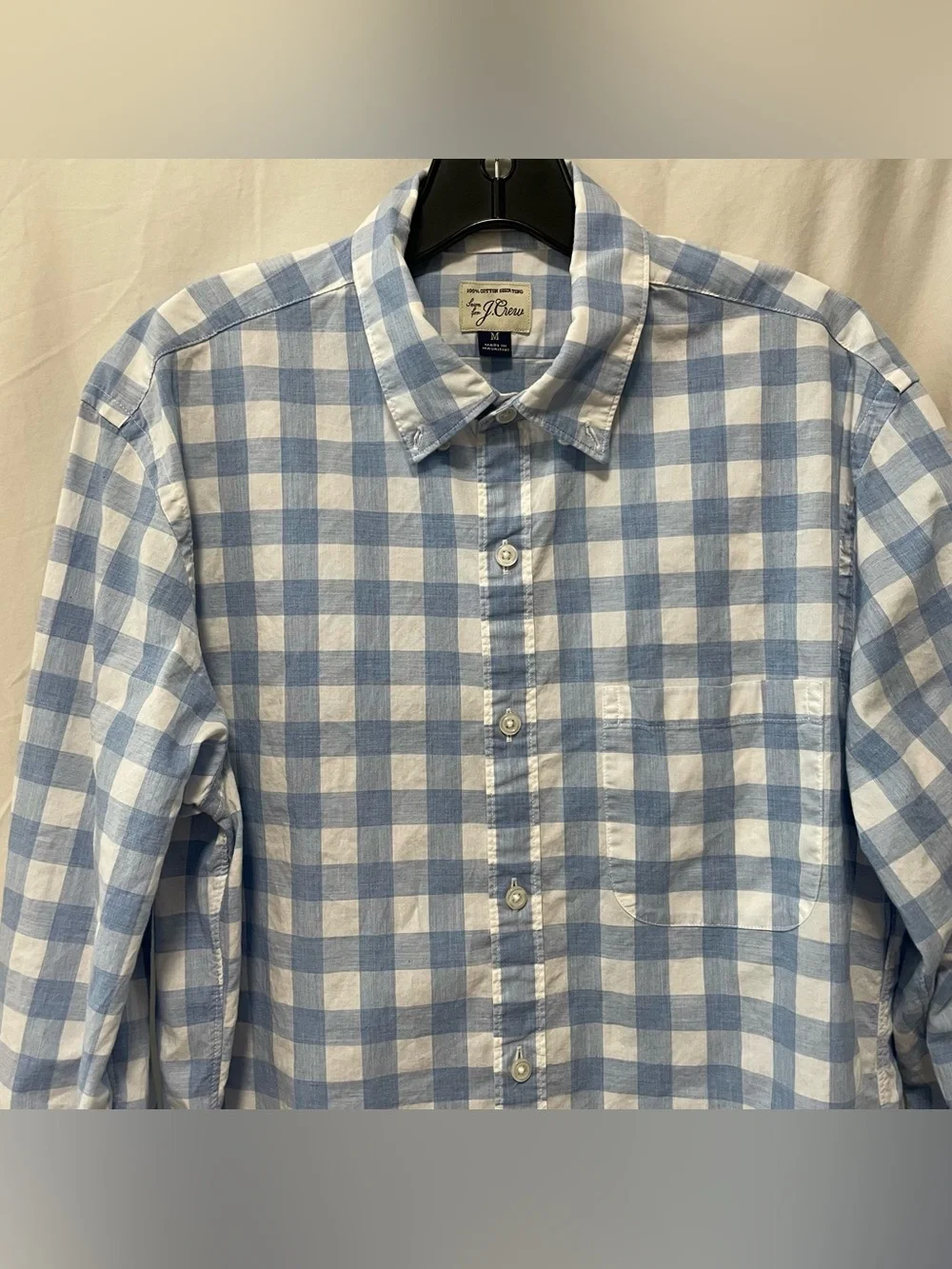 J. Crew Light Blue and White Gingham Button-Down Shirt